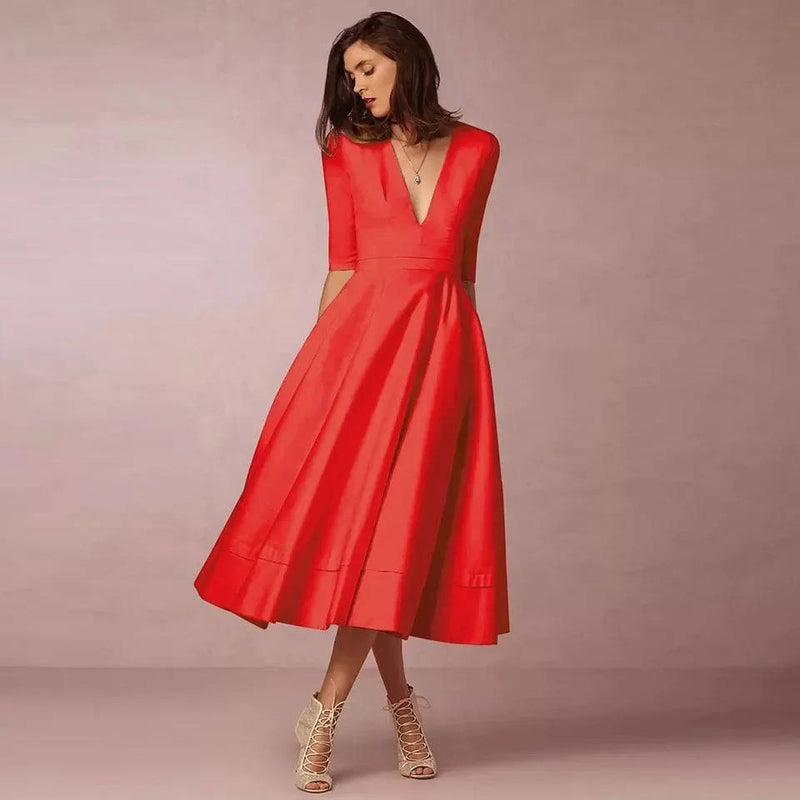 Elegant Deep V Neck Dress for Special Occasion