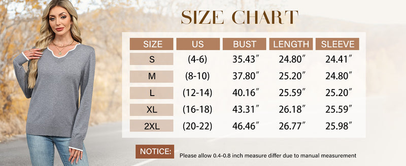 Women's Fall V Neck Sweater Casual Long Sleeve