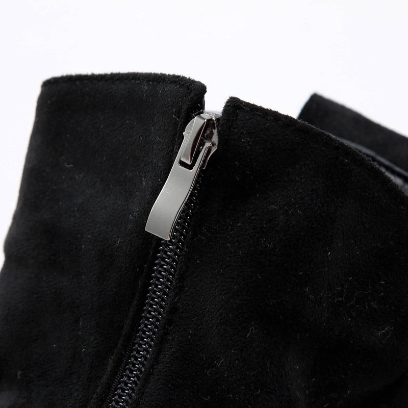 Mid Calf Slouch Suede Boots Low Heel