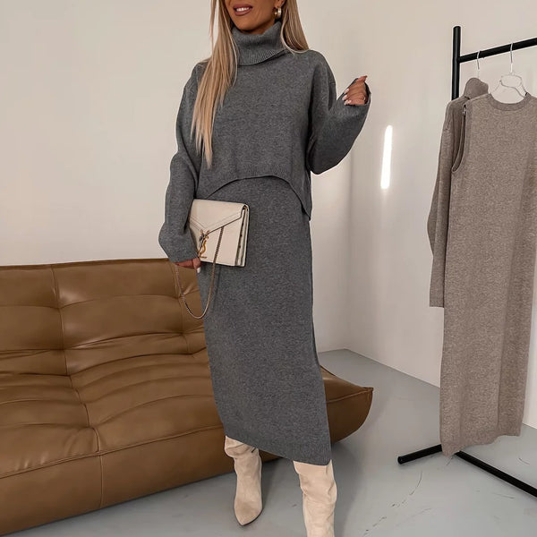 Womens Turtleneck 2 Piece Dress Long Sleeve