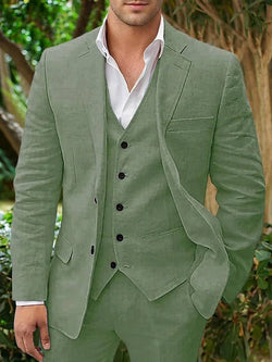 Men's Linen 3-Piece Suit For Beach Weddings And Summer Parties