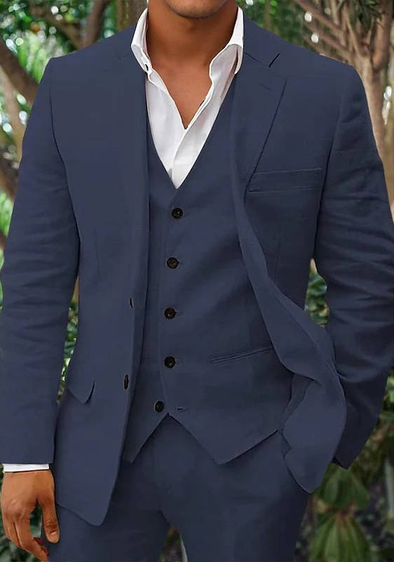 Men's Linen 3-Piece Suit For Beach Weddings And Summer Parties