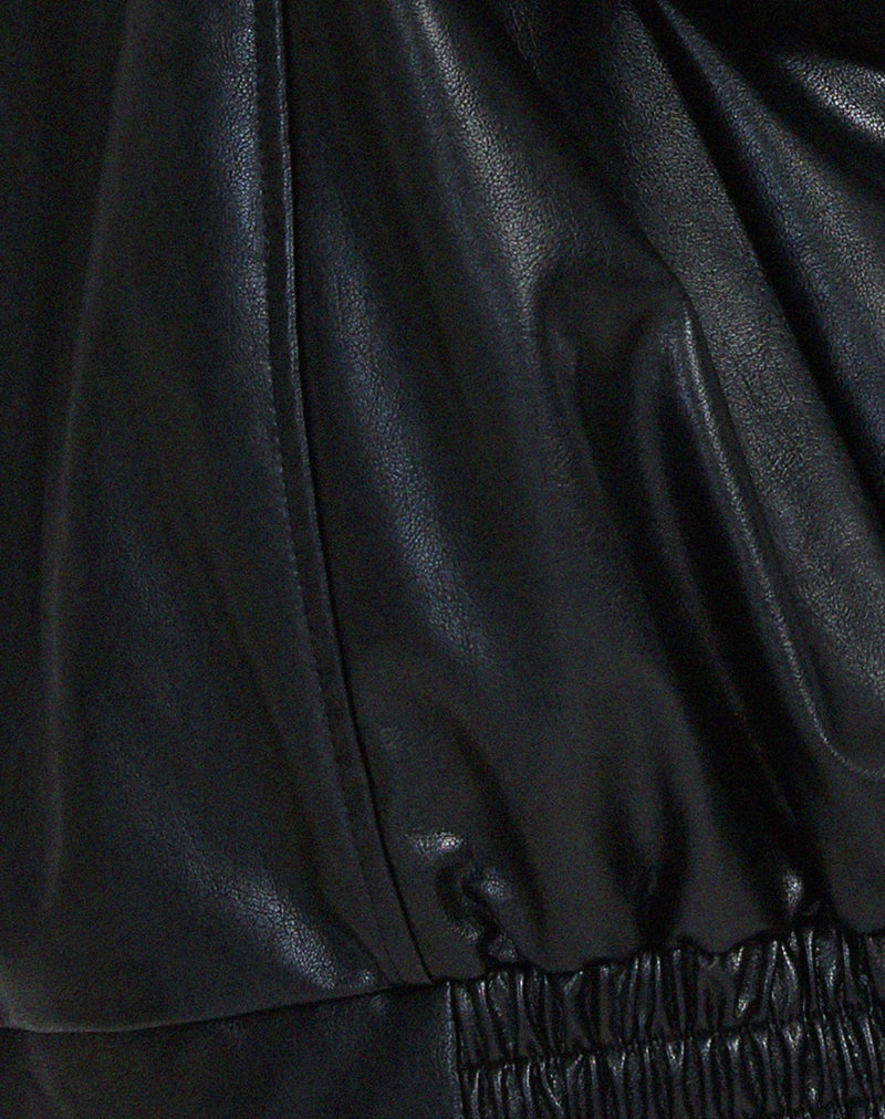Womens Oversized Leather Bomber Jacket