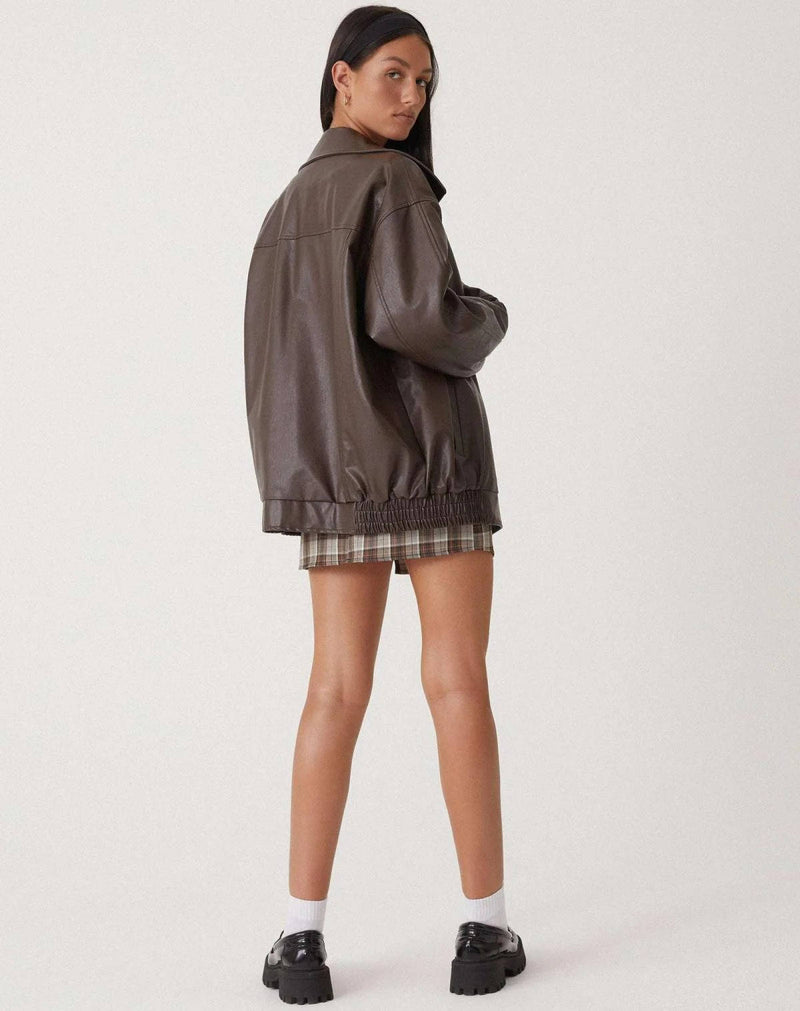 Womens Oversized Leather Bomber Jacket