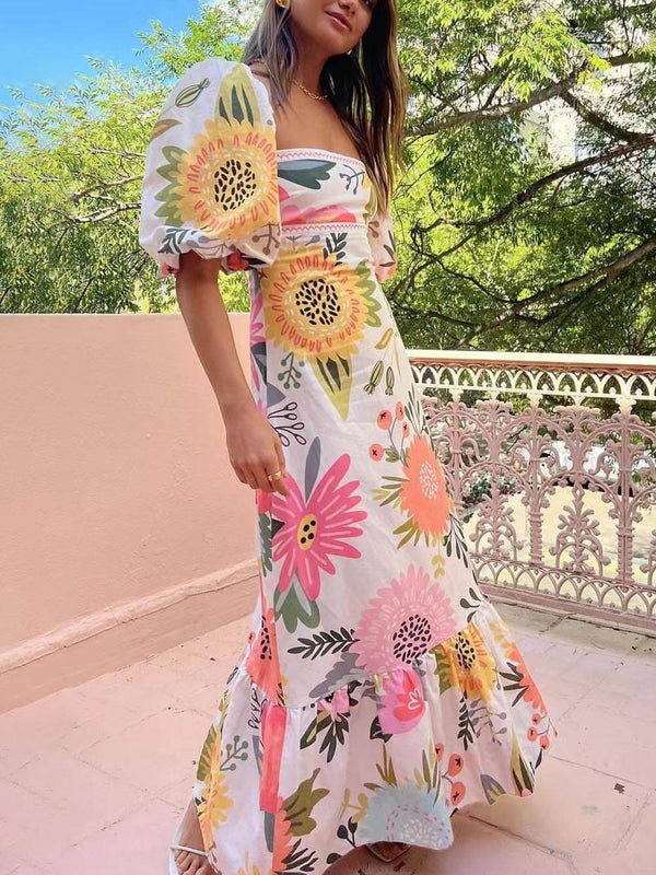 Iris - Flower Maxi Dress For Women