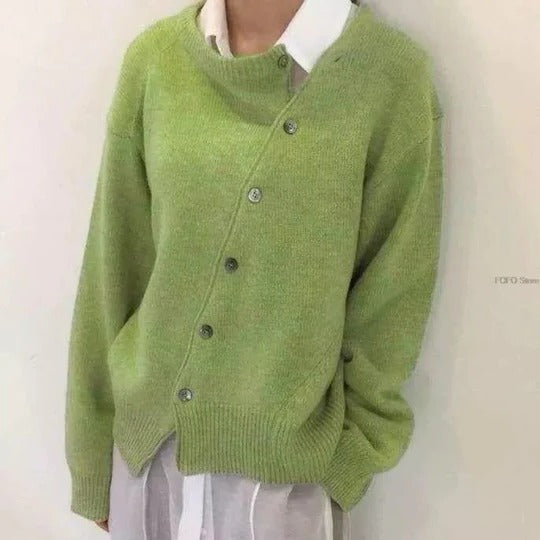 Cashmere Wrap Jacket with Asymmetrical Button Design