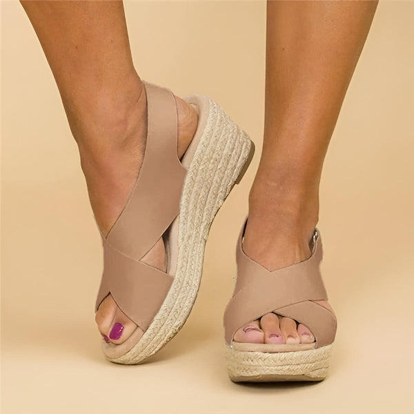 Women's Orthopedic Espadrilles Wedge Sandals With Cross Straps