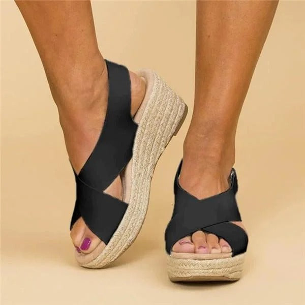 Women's Orthopedic Espadrilles Wedge Sandals With Cross Straps