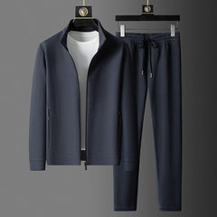 Men Two Piece Casual Tracksuit with Full Zip Hooded Jacket and Matching Sweatpants