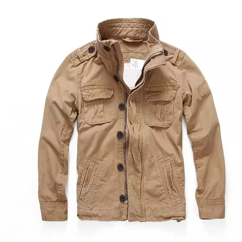 Men's M65 Retro Denim Cargo Jacket Outdoor Multi Pocket Field Coat