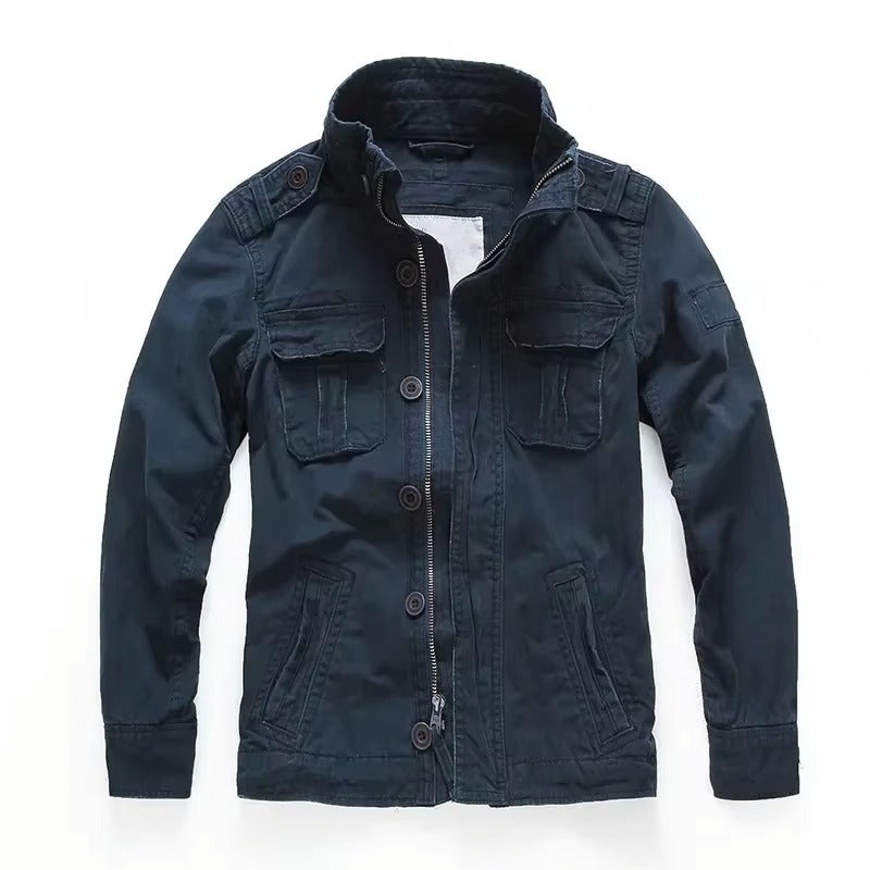 Men's M65 Retro Denim Cargo Jacket Outdoor Multi Pocket Field Coat