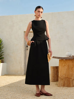 Peplum Sleeveless Skirt Set