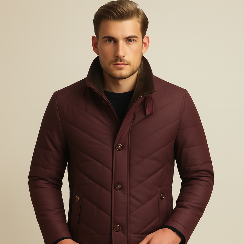 Men's Thermal Fleece Winter Jacket, Thick Cotton Padded Casual Coat for Cold Weather