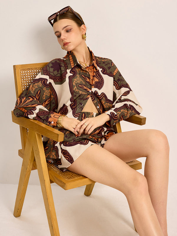 Printed Shirt Shorts Set