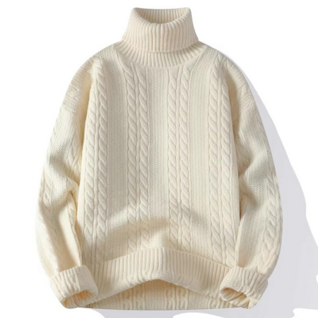 Autumn Winter Vintage Men's Solid Turtleneck Knit Sweater