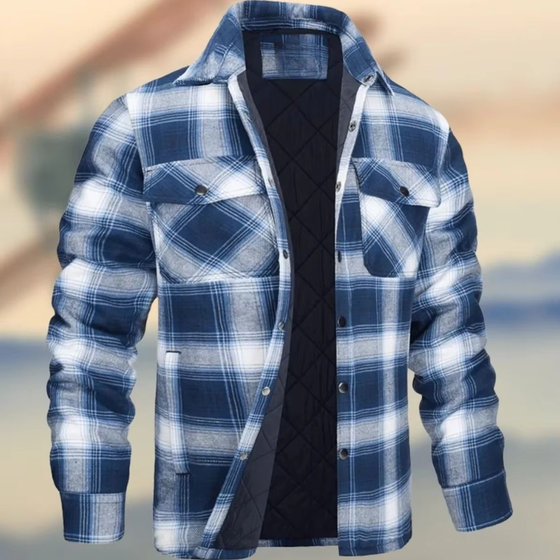 Men's Cotton Thick Warm Plaid Jacket for Winter Casual and Outdoor Wear