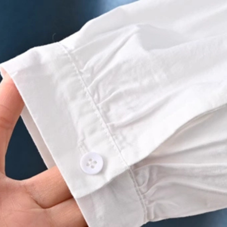 Elegant Women's 100% Cotton Pleated Long Sleeve Blouse in Black or White