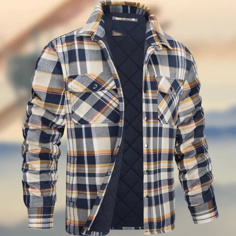 Men's Cotton Thick Warm Plaid Jacket for Winter Casual and Outdoor Wear
