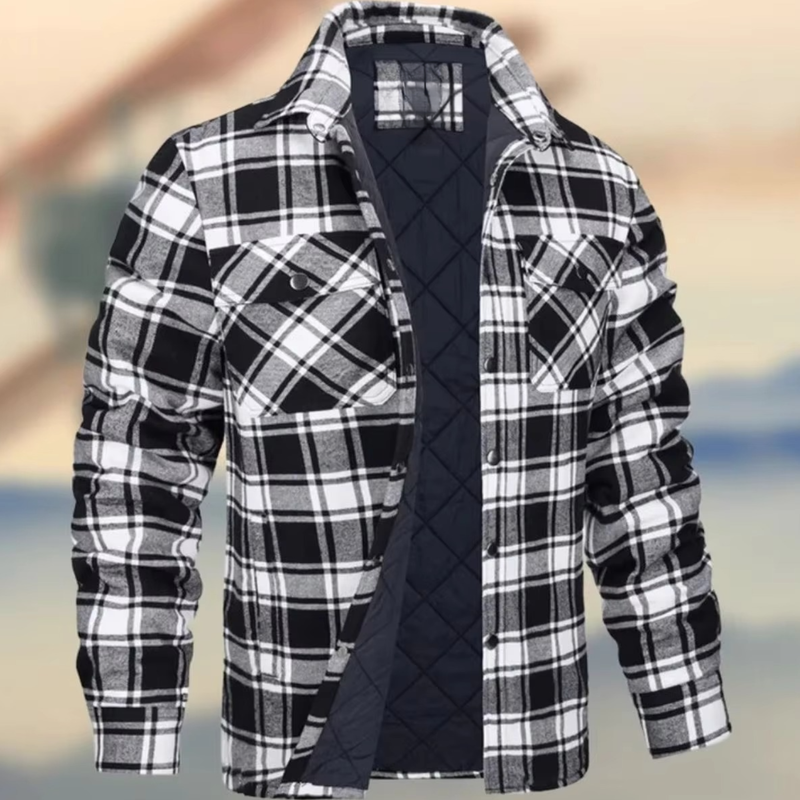 Men's Cotton Thick Warm Plaid Jacket for Winter Casual and Outdoor Wear