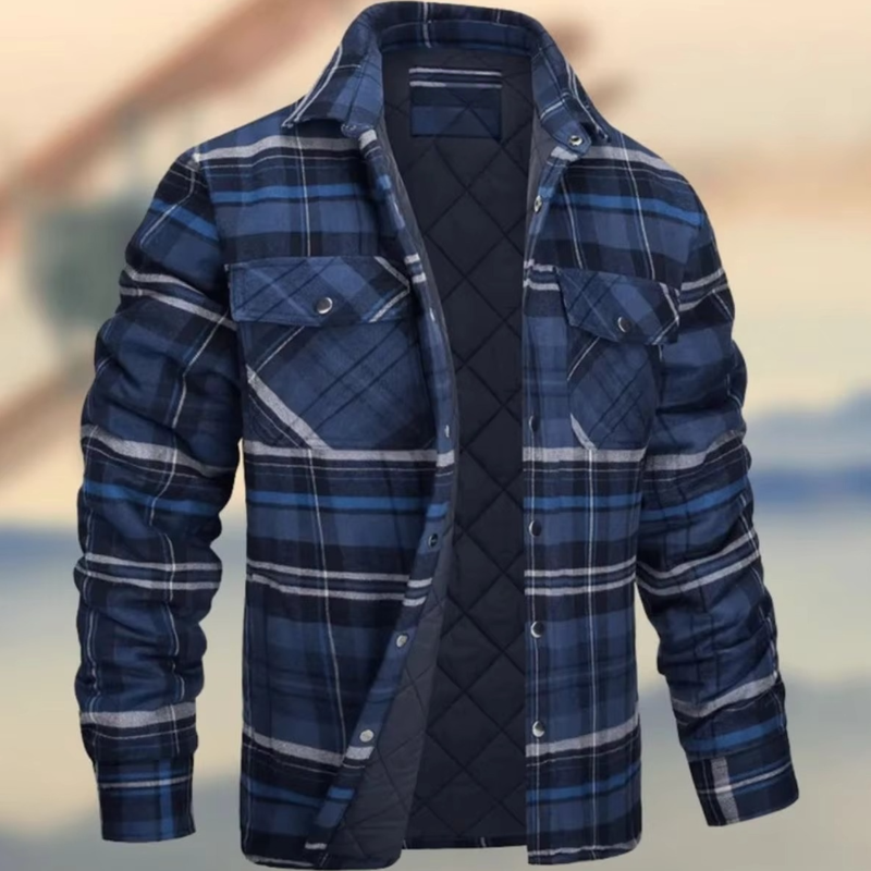 Men's Cotton Thick Warm Plaid Jacket for Winter Casual and Outdoor Wear