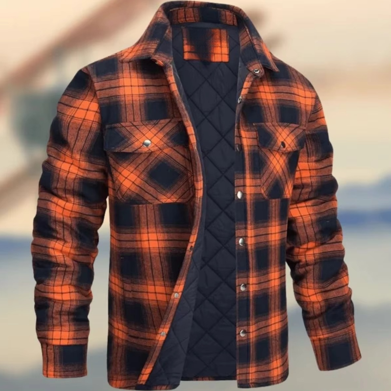 Men's Cotton Thick Warm Plaid Jacket for Winter Casual and Outdoor Wear