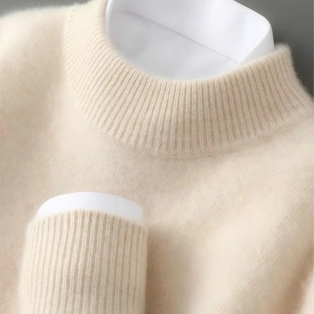 Men's Thick Knit Wool Crewneck Sweater, Warm Casual Pullover for Fall and Winter