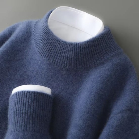 Men's Thick Knit Wool Crewneck Sweater, Warm Casual Pullover for Fall and Winter