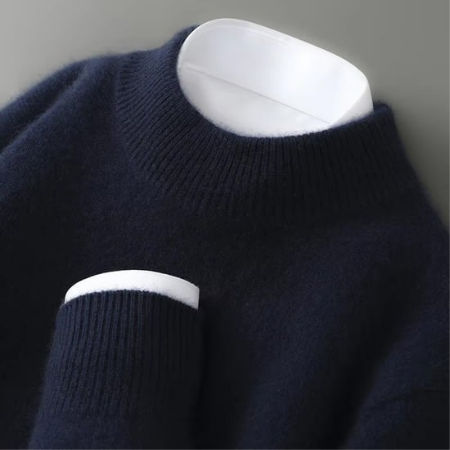 Men's Thick Knit Wool Crewneck Sweater, Warm Casual Pullover for Fall and Winter