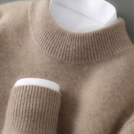 Men's Thick Knit Wool Crewneck Sweater, Warm Casual Pullover for Fall and Winter