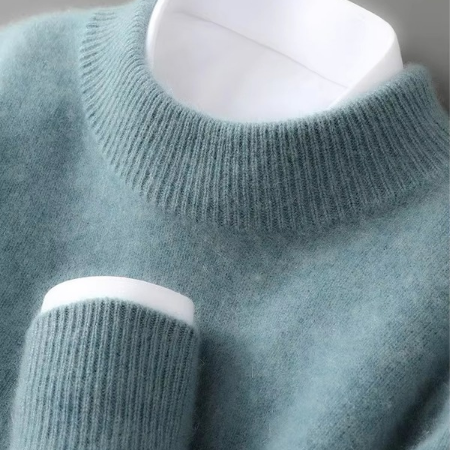 Men's Thick Knit Wool Crewneck Sweater, Warm Casual Pullover for Fall and Winter