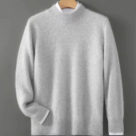 Men's Thick Knit Wool Crewneck Sweater, Warm Casual Pullover for Fall and Winter