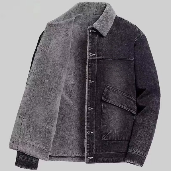 Men's Fleece-Lined Denim Jacket, Winter Thick Warm Casual Coat, Sizes M-4XL