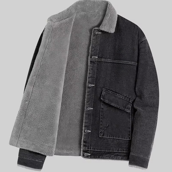 Men's Fleece-Lined Denim Jacket, Winter Thick Warm Casual Coat, Sizes M-4XL