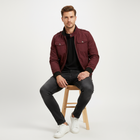 Men’s Cotton Stand Collar Casual Jacket for Spring and Fall