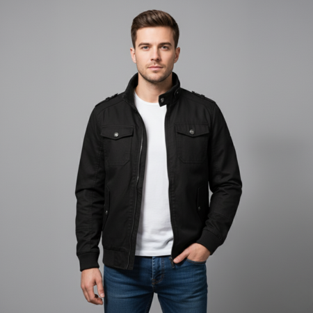 Men’s Cotton Stand Collar Casual Jacket for Spring and Fall