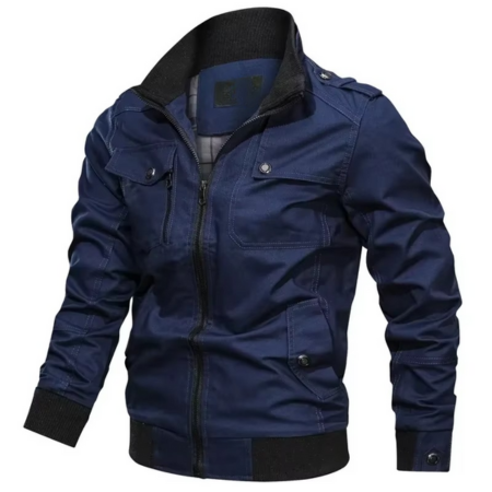 Men’s Cotton Stand Collar Casual Jacket for Spring and Fall