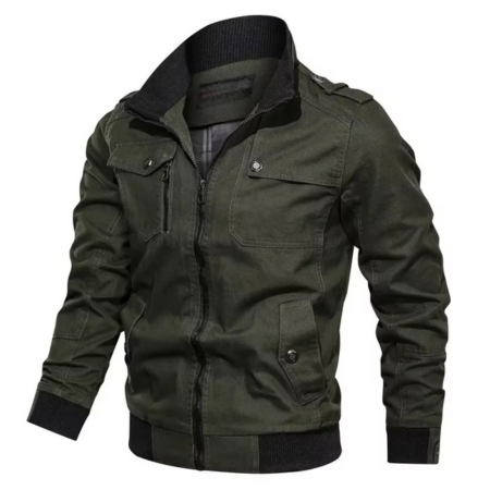 Men’s Cotton Stand Collar Casual Jacket for Spring and Fall