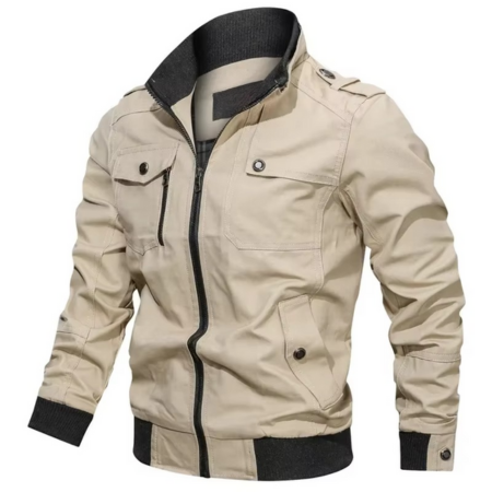 Men’s Cotton Stand Collar Casual Jacket for Spring and Fall