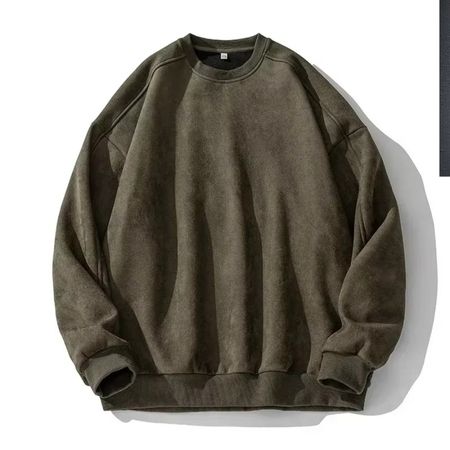 Men’s Suede Oversized Sweatshirt Pullover for Fall and Winter