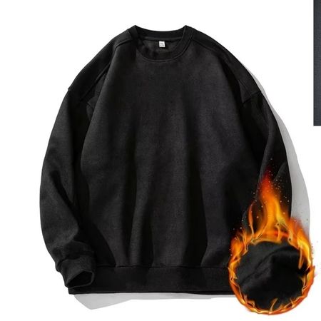 Men’s Suede Oversized Sweatshirt Pullover for Fall and Winter