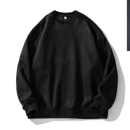 Men’s Suede Oversized Sweatshirt Pullover for Fall and Winter