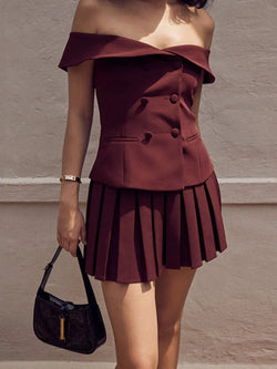 Rachel - Blazer Top with Pleated Skirt Set For Women
