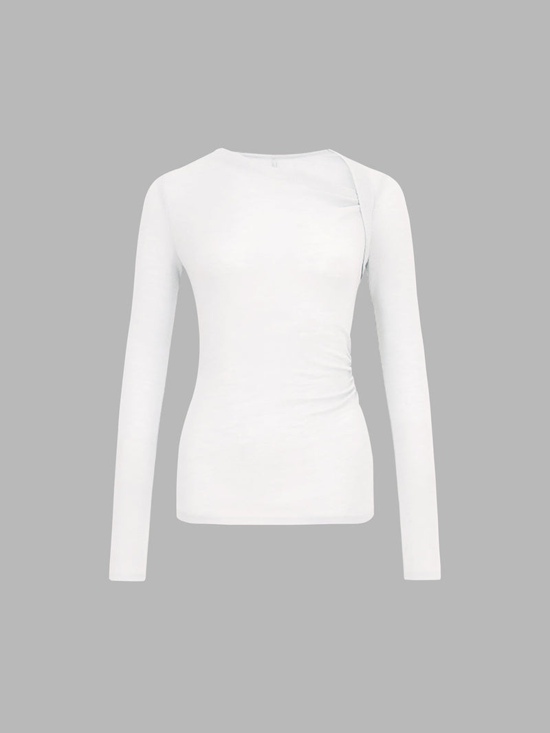 Ribbed Knit Long Sleeve Asymmetric Shirt