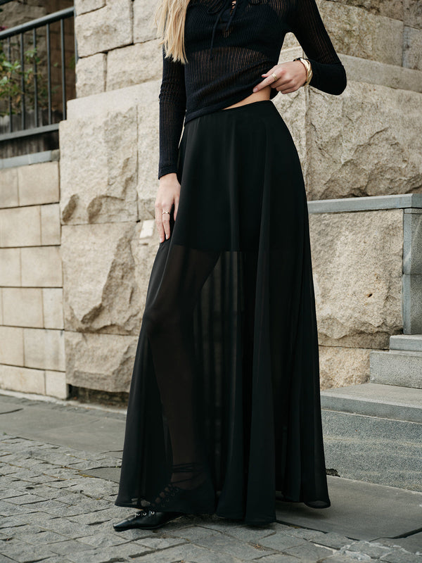 Semi-Sheer Chiffon Skirt