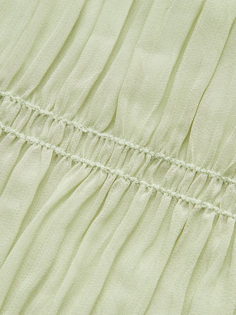 Semi-Sheer Strappy Pleated Dress