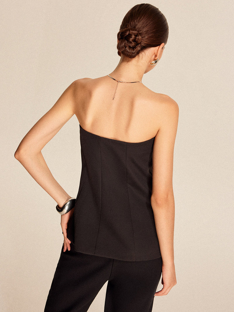 Strapless Button-Front Top