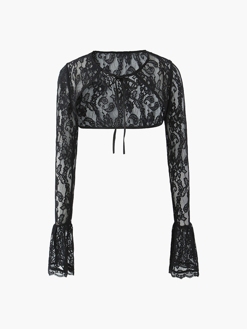 Sweetheart Neck Lace Tie Top