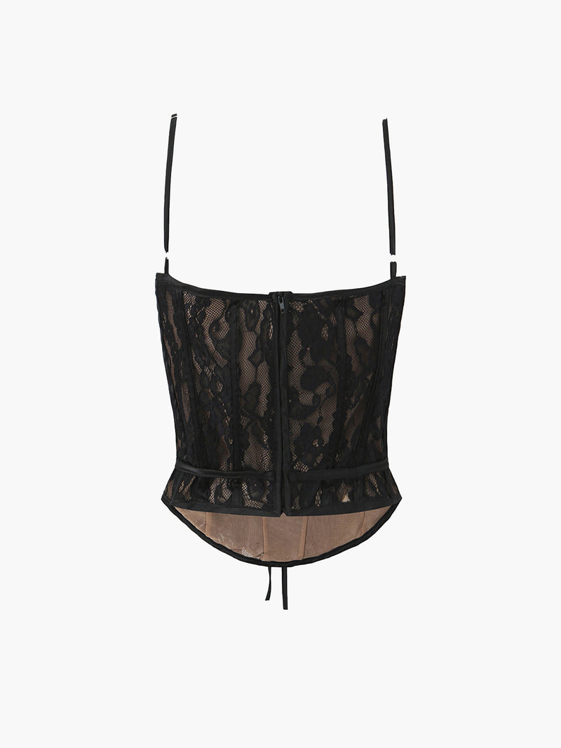 Sweetheart Neck Lace Tie Top
