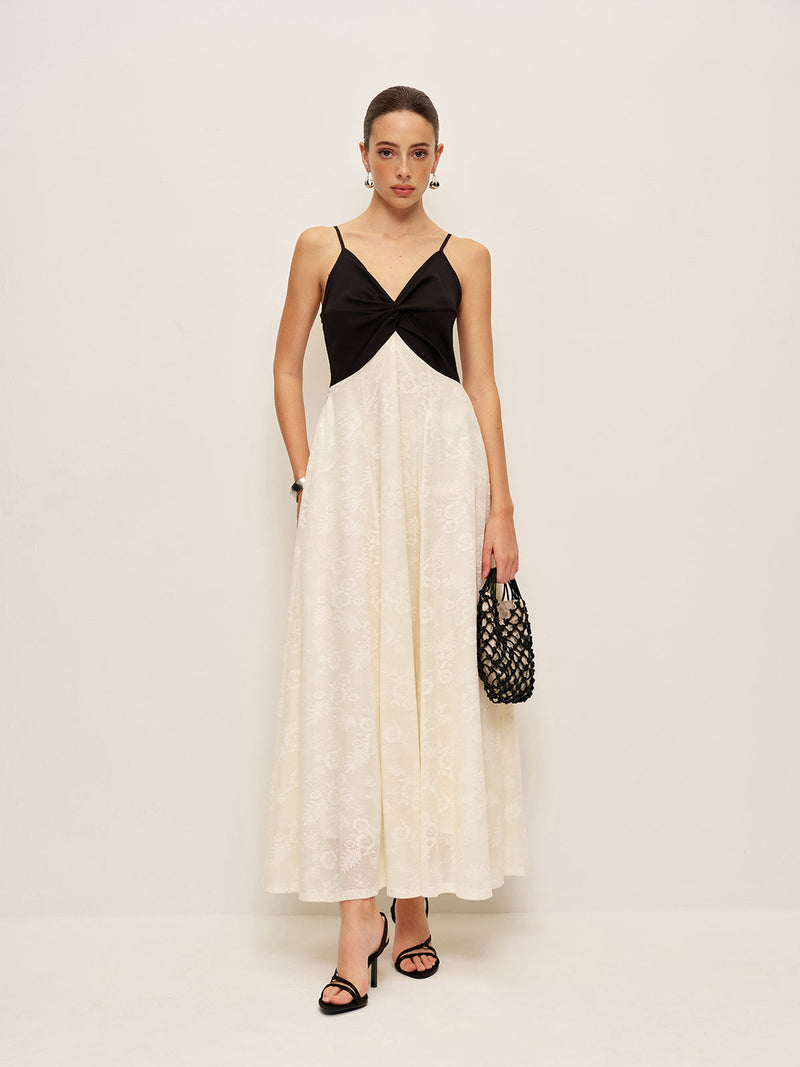 Two-Tone Twist-Front Cami Dress