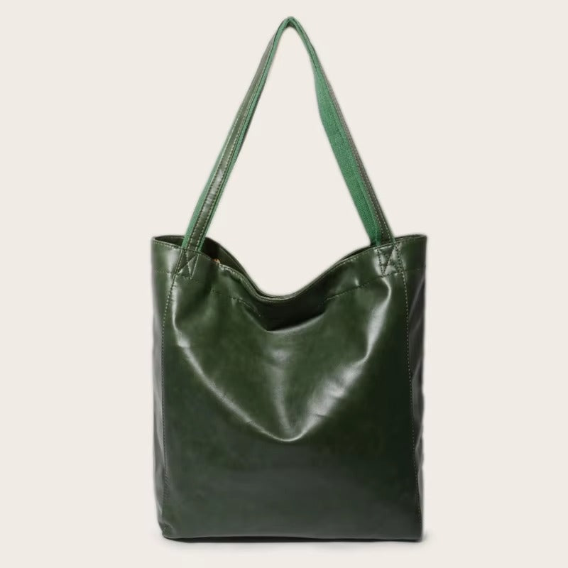 Large Capacity Retro Faux Leather Tote Shoulder Bag for Women Casual Versatile Handbag and Purse